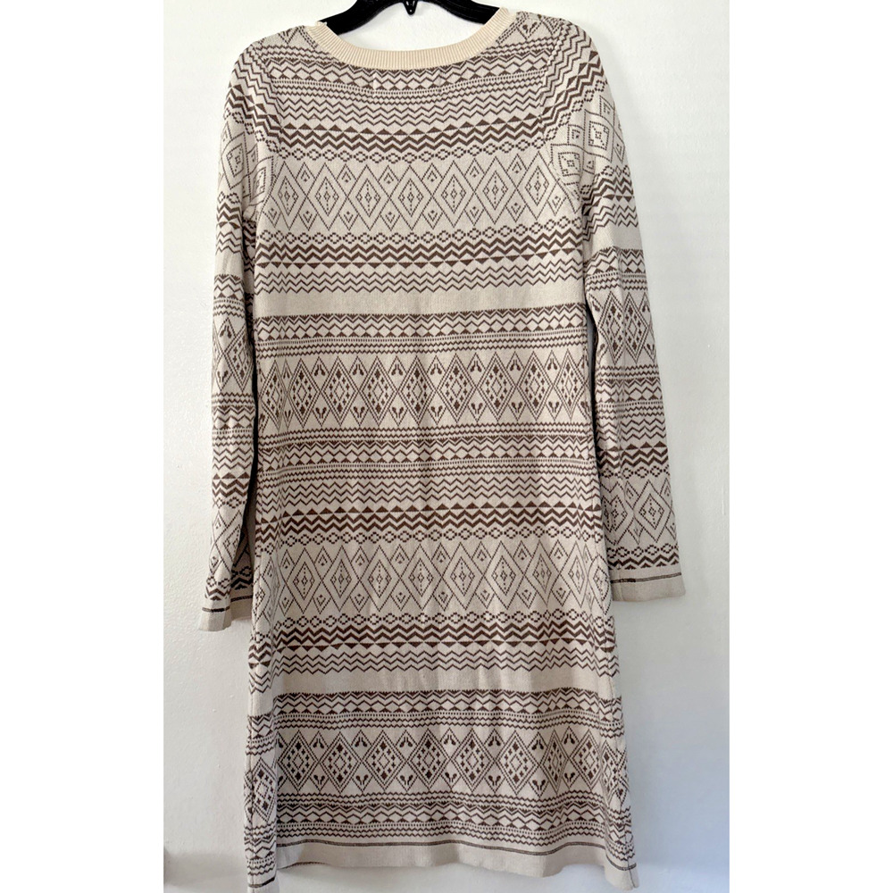 Free People Aventura Sweater Dress Womens M Long Sleeve Knit Diamond Argyle Soft - Picture 3 of 9